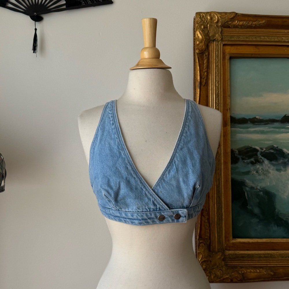 Lovers + Friends Blue Denim Bralette